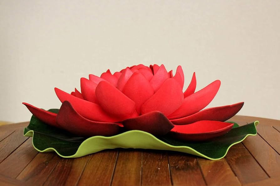 Amazon.co.jp: ロータスの造花 L 蓮の花 睡蓮 ディープレッド 赤 27cm